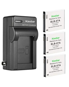 Kastar 3-Pack SLB-07A Battery and AC Wall Charger Replacement for Samsung ST Series, ST45, ST50, ST500, ST510, ST550, ST560, ST600, TL Series, TL90, TL100, TL205, TL210, TL220, TL225 Digital Camera