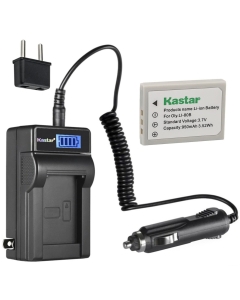 Kastar 1-Pack Li-80B Battery and LCD AC Charger Compatible with Olympus T-100, T-110, X-36, X-960, Konica Minolta DiMAGE E40, DiMAGE E50, KYOCER EZ 4033, ACER CS 6531-N, CS-5530 Digital Cameras