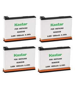 Kastar Battery 4-Pack Replacement for Insta 360 X3 Rechargeable Lithium Polymer Battery, Insta360 X3 72MP Waterproof 5.7K 360° VR AI Action Helmet Camera