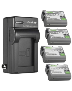 Kastar 4 Pack Battery and AC Wall Charger Compatible with Nikon EN-EL15 EN-EL15a Nikon MH-25 MH-25a Nikon MB-D18 Nikon MB-D16 Nikon MB-D15 Nikon MB-D14 Nikon MB-D12 Nikon MB-D11 Camera Grip