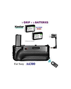 Kastar Infrared Remote Control Professional Vertical Battery Grip (Built-in 2.4G Wireless Contro) + 2 x NP-FW50 Replacement Batteries for Sony ILCE-A6300 / A6300 Digital SLR Camera
