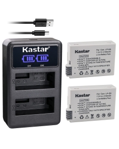 Kastar Battery x2 + Dual LCD Charger for Canon LP-E8 LPE8 LC-E8 and Canon EOS Rebel T2i T3i T4i T5i, Canon EOS 550D EOS 600D 650D EOS 700D, Canon EOS Kiss X4, Canon EOS Kiss X5, Kiss Canon EOS X6