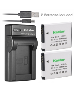 Kastar Battery (X2) & Slim USB Charger for NB-8L, NB8L, CB-2LAE and PowerShot A2200, A3000 IS, A3100 IS, A3200 IS, A3300 IS Cameras
