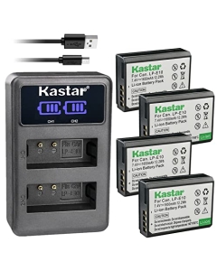 Kastar 4-Pack LP-E10 Battery and LED2 USB Charger Compatible with Canon EOS Rebel T3, EOS Rebel T5, EOS Rebel T6, EOS Rebel T7, EOS 1100D, EOS 1200D, EOS 1300D, EOS 1500D, EOS 2000D, EOS 3000D