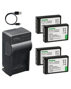 Kastar 4-Pack Battery and AC & USB-C Charger, Compatible with Olympus BLS-1 PS-BLS1, for E-410 E-420 E-620 E-P3 E-PL1 E-PL3 E-PM1 Camera