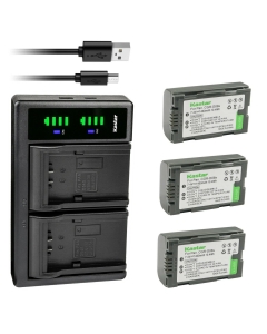 Kastar 3-Pack CGR-D08S Battery and LTD2 USB Charger Compatible with Panasonic PV-BP8, PV-D401, PV-VM202, DZ-MX5000, VDR-M10, VDR-M20, AJ-PCS060G(Portable Hard Disk), AG-AC90, AG-AC90P Camera