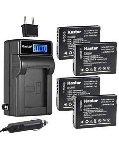 Kastar 4-Pack DMW-BCG10 Battery and LCD AC Charger Compatible with Panasonic DMW-BCG10E DMW-BCG10GK DMW-BCG10PP Battery, Panasonic DE-A65 DE-A66 Charger, Panasonic DMC-TZ6 TZ65 ZR3 ZS5 ZS25 ZX1 ZX3