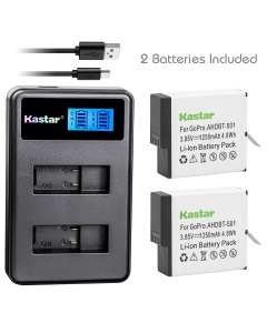 Kastar Battery 2 Pack and LCD Dual Charger for GoPro HERO GoPro AHDBT-501 GoPro AHBBP-501 & Gopro Hero 5 Action Camera GoPro HERO5 Black GoPro Hero 5 HD Black GoPro HERO5 Silver GoPro Hero 6 HD Silver