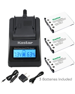 Kastar Ultra Fast Charger Kit and Battery (3-Pack) for Kodak KLIC-7006 work with Kodak EasyShare M22, M23, M200, M522, M530, M531, M532, M550, M552, M575, M577, M580, M583, M750, M873, M883, M5350, M5370, MD30, Mini, Touch Digital cameras