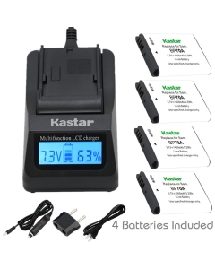 Kastar Ultra Fast Charger Kit and BP-70A Battery (4-Pack) for Samsung BP70A, EA-BP70A work with Samsung AQ100, DV150F, ES65, ES67, ES70, ES71, ES73, ES74, ES75, ES80, MV800, PL20, PL80, PL90, PL100, PL101, PL120, PL170, PL200, PL201, SL50, SL600, SL605, S