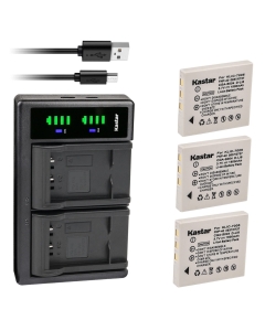 Kastar 3-Pack Battery and LTD2 USB Charger Replacement for Sanyo NP-40 UF553436, Sanyo Xacti VPC-E1075, Xacti VPC-E1090, Xacti VPC-E760, Xacti VPC-E760GL, Xacti VPC-E760P, Xacti VPC-E860