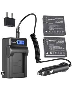Kastar 2-Pack DMW-BCE10 Battery and LCD AC Charger Compatible with Panasonic Lumix DMC-FS5 DMC-FS5EG-K DMC-FS5EG-R DMC-FS5EG-S DMC-FS5GK DMC-FS5K DMC-FS5R DMC-FS5S, Lumix DMC-FS20 DMC-FS20EG-K