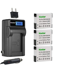 Kastar 3-Pack DMW-BCM13 Battery and LCD AC Charger Compatible with Panasonic DMW-BCM13PP, Lumix DMC-FT5 DMC-FT5A DMC-FT5D DMC-FT5K DMC-FT5S, Lumix DMC-FT6, Lumix DMC-FT7, Lumix DMC-LZ40 DMC-LZ40K