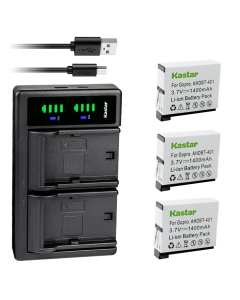 Kastar 3-Pack Battery and LTD2 USB Charger Replacement for Gopro4 Hero4, AHDBT-401, AHBBP-401 Battery, Gopro HD HERO4 Black & Silver, HD Hero 4 Black & Silver Action Sport Camera