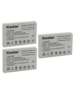 Kastar Battery 3-Pack Replacement for Sanyo DB-L40 DB-L40AU Battery, Sanyo Xacti DMX-HD800 Xacti VPC-HD1 Xacti VPC-HD1A Xacti VPC-HD2 Xacti VPC-HD2A Xacti VPC-HD700 Xacti VPC-HD800 Camera