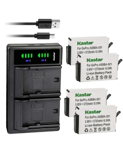 Kastar 4-Pack Battery and LTD2 USB Charger Compatible with GoPro Camera ASBBA-001 Fusion Battery, GoPro ASBBA-001 Battery, Gopro Fusion 360-Degree Action Camera, Gopro Fusion VR 360 Camera