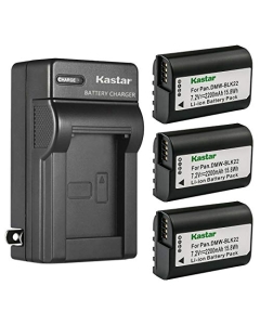 Kastar 3-Pack Battery and AC Wall Charger Replacement for Panasonic DMW-BLK22 Lithium-Ion Battery, Panasonic DMW-BTC15 Battery Charger, Panasonic Lumix DC-S5 DC-S5KK Mirrorless Digital Camera