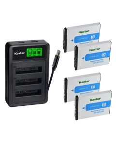 Kastar 4-Pack Battery with LZD3 USB Triple Charger Compatible with Sony NP-BD1 NP-FD1 Type D, DSC-T2 T70 T75 T77 T90 T200 T300 T500 T700 T900 TX1 G3 Cameras