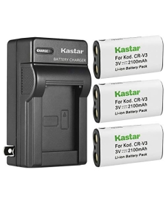 Kastar 3-Pack CRV3 Battery and AC Wall Charger Replacement for PDR-M25, PDR-M60, PDR-M61, PDR-M65, PDR-M71, PDR-M81, Vivitar V3315, V3330, V3675, V3695, V3705, V3715, V3730, V3740, V3746, V3755, V3826