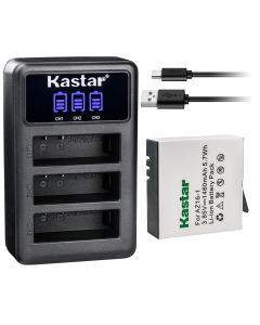 Kastar 1 Pack Battery and LCD Triple USB Charger Compatible with Xiaomi YI AZ16-1, Xiaomi YI AZ16-2 Battery, Xiaomi Yi 4K, Xiaomi Yi 4K+, Xiaomi Yi Lite, Xiaomi YI 360 VR Action Camera Models