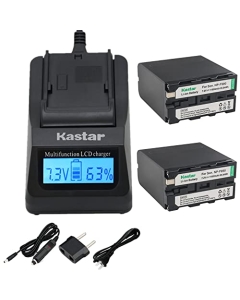 Kastar LCD Fast Charger & NP-F990 Battery X2 7.2V 11600mAh Replacement for Sony NP-F975 NP-F970 NP-F960 NP-F950 NP-F930 NP-F770 NP-F750 NP-F730 NP-F570 NP-F550 NP-F530 NP-F330 and LED Video Light