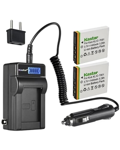 Kastar 2-Pack KLIC-7001 Battery and LCD AC Charger Compatible with Luxmedia 12TS LM, 10-TS, LM10-TS, LM10TS, LM 12-TS, LM12-TS, LM12TS, Rich HD-TD910, T-1200, T1200, ZUP-120, ZUP120, Rollei DA-101
