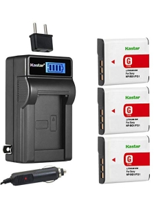 Kastar 3-Pack NP-BG1 NP-FG1 Battery and LCD AC Charger Compatible with Sony Cyber-Shot DSC-W110, Cyber-Shot DSC-W115, Cyber-Shot DSC-W120, Cyber-Shot DSC-W125, Cyber-Shot DSC-W130 Cameras