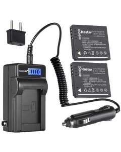 Kastar 2-Pack DMW-BCF10 Battery and LCD AC Charger Compatible with Panasonic DMW-BCF10 DMW-BCF10E DMW-BCF10PP, CGA-S009 CGA-S009E CGA-S/106B Battery, Panasonic DE-A59 DE-A59B, DE-A60 Charger