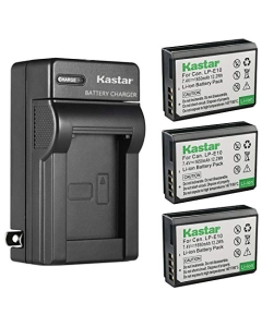 Kastar 3-Pack Battery and AC Wall Charger Replacement for Canon LP-E10 LPE10 Battery, Canon LC-E10 LC-E10N Charger, Canon EOS 3000D, EOS Kiss X50, EOS Kiss X70, EOS Kiss X80, EOS Kiss X90 DSLR Camera