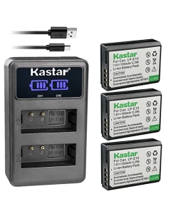 Kastar 3-Pack LP-E10 Battery and LED2 USB Charger Compatible with Canon EOS Rebel T3, EOS Rebel T5, EOS Rebel T6, EOS Rebel T7, EOS 1100D, EOS 1200D, EOS 1300D, EOS 1500D, EOS 2000D, EOS 3000D