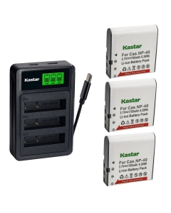Kastar 3-Pack Battery with LZD3 USB Triple Charger Compatible with Casio NP-40 CNP-40 Minolta NP-40, Exilim EX-Z400 Z450 Z500 Z600 Z100 Z200 Z300 Z1000 Z1080 Z1200, Minolta MN53Z MN40WP MND50