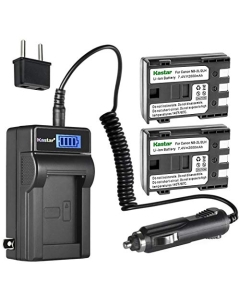 Kastar 2-Pack NB-2L Battery and LCD AC Charger Compatible with Canon NB-2LH, NB-2L12 NB-2L14 NB-2L24, BP-2LH, MVX45i, MVX200, MVX200i, MVX250i, MVX300, MVX300i, MVX330i, MVX350i, DS126071, E160814