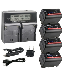 Kastar 4-Pack Battery and AC LCD Dual Fast Charger Compatible with Sony BP-U30 BP-U35 BP-U60 BP-U60T BP-U66 BP-U65 BP-U68 BP-U70 BP-U90 BP-U95 BP-U96 BP-U98 Battery, Sony BC-U1 BC-U2 BC-CU1 Charger