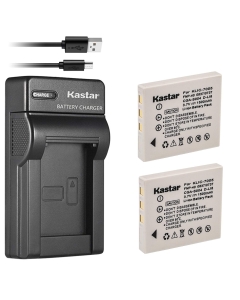 Kastar Battery 2 Pack & Slim USB Charger Replacement for FNP-40, CGA-S004, KLIC-7005, SLB-0737, SLB-0837, SNP-40, D-Li8, Dli-102, NP-1 and DE-992