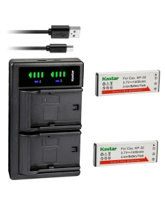 Kastar 2-Pack Battery and LTD2 USB Charger Compatible with Casio NP-50 CNP-50 CNP50 NP-50DBA Battery, Casio Exilim Hi-Zoom EX-V7, Exilim Hi-Zoom EX-V7SR, Exilim Hi-Zoom EX-V8, Exilim Hi-Zoom EX-V8SR