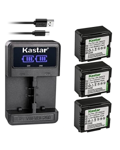 Kastar 3-Pack VW-VBG070 Battery and LED2 USB Charger Compatible with Panasonic VW-VBG070, VW-VBG070A, VW-VBG070-K, VW-VBG070PPK, DMW-BLA13 Battery, DE-A38, VSK0631, VSK0697, VSK0698 Charger