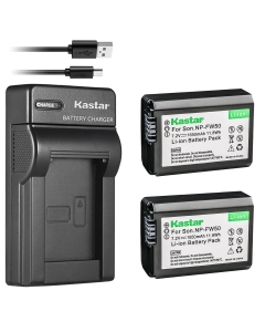 Kastar Battery (X2) & Slim USB Charger for NP-FW50 and Sony Alpha 6300 Alpha 6500 ILCE-QX1 Alpha 7 7R 7R II 7S a7R a7S a7R II a5000 a5100 a6000 a6300 NEX-7 DSC-RX10 DSC-RX10 II III 7SM2 ILCE-7R 7S