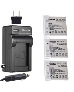 Battery (3-Pack) and Charger Kit for Canon NB-4L, CB-2LV and PowerShot SD400 SD430 SD450 SD600 SD630 SD750 SD780 is SD940 is SD960 is SD1000 SD1100 is SD1400 is TX1, ELPH 300 HS 310 HS 330 HS
