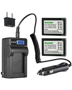 Kastar 2-Pack EN-EL2 Battery and LCD AC Charger Compatible with Nikon EN-EL2 ENEL2 EL2 Battery, Nikon MH-60 Charger, Nikon Coolpix 2500, Nikon Coolpix 3500, Nikon Coolpix SQ Digital Cameras