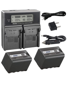 Kastar LCD Fast Charger + Battery 2x for Panasonic AG-VBR59 AG-VBR89G AG-VBR118G AG-BRD50 AG-B23 AG-DVX200 AG-AC8 AG-AC90A AG-DVC30 AG-HPX250 HPX255 AJ-PX230 AJ-PX270 AJ-PX298 AJ-PG50 HC-MDH2 HC-X1000