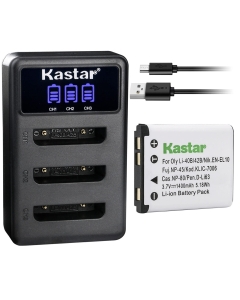 Kastar 1 Pack Battery and LCD Triple USB Charger Compatible with Olympus FE-290 FE-300 FE-320 FE-330 FE-340 FE-350 FE-360 FE-3000 FE-3010 FE-4000 FE-4010 FE-4030 FE-4050 FE-5000 FE-5010 FE-5020