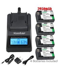 Kastar Fast Charger and Battery 4X for Canon LP-E6 LP-E6N, EOS 60D 60Da EOS 70D XC10, EOS 5D Mark II 5D Mark III 5D Mark IV, EOS 5DS 5DS R, EOS 6D 7D Mark II, BG-E14 BG-E13 BG-E11 BG-E9 BG-E7 BG-E6