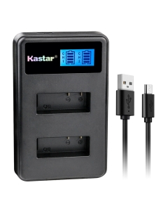 Kastar LCD Dual USB Charger for Qumox BAT-412 & SJCAM SJ500X Elite SJCAM SJ6000 SJCAM SJ7000 SJCAM SJ8000 SJCAM SJ9000 Pruveeo DV200 Waterproof Sports Action Camera with WiFi, 4K Video Camcorders