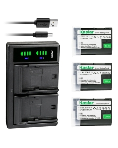Kastar 3-Pack Battery and LTD2 USB Charger Replacement for Nikon EN-EL15, EN-EL15a, EN-EL15b, EN-EL15e Battery, Nikon MH-25, MH-25a Charger, Nikon MB-D11, MB-D12, MB-D14, MB-D15, MB-D16, MB-D18 Grip