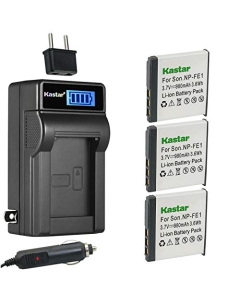 Kastar 3-Pack NP-FE1 Battery and LCD AC Charger Compatible with Sony NP-FE1 Battery, Sony BC-CS3 Charger, Sony Cyber-Shot DSC-T7, Cyber-Shot DSC-T7/B, Cyber-Shot DSC-T7/S Digital Cameras