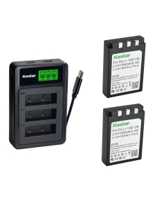 Kastar 2-Pack Battery with LZD3 USB Triple Charger Compatible with Olympus Li-10B Li-12B MJU 300 400 500 600 800 810 1000, Stylus 300 400 500 600 800 810 1000, Sanyo DB-L10 Camedia C50 C60 C70 Camera