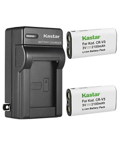 Kastar 2-Pack CRV3 Battery and AC Wall Charger Replacement for PDR-M25, PDR-M60, PDR-M61, PDR-M65, PDR-M71, PDR-M81, Vivitar V3315, V3330, V3675, V3695, V3705, V3715, V3730, V3740, V3746, V3755, V3826