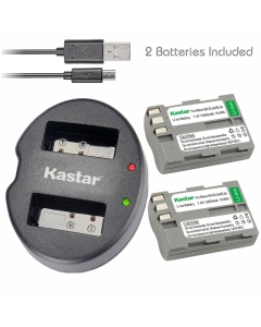 Kastar Battery (X2) & Dual USB Charger for Nik EN-EL3e, ENEL3E, EN-EL3a, EN-EL3, MH-18, MH-18a and Nik D50, D70, D70s, D80, D90, D100, D200, D300, D300S, D700 Cameras
