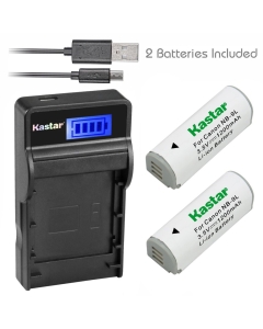 Kastar Battery (X2) & Slim LCD Charger for NB-9L and PowerShot N, PowerShot N2, PowerShot SD4500, PowerShot SD4500 is, PowerShot ELPH 510 HS, PowerShot ELPH 520 HS, PowerShot ELPH 530 HS