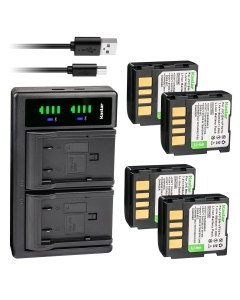 Kastar 4-Pack BN-VF707 Battery and LTD2 USB Charger Replacement for JVC GR-X5AA GR-X5AC GR-X5AG GR-X5AH GR-X5E GR-X5EK GR-X5EX GR-X5EY, JVC BN-VF707 BN-VF707U BN-VF714 BN-VF714U BN-VF733 BN-VF733U
